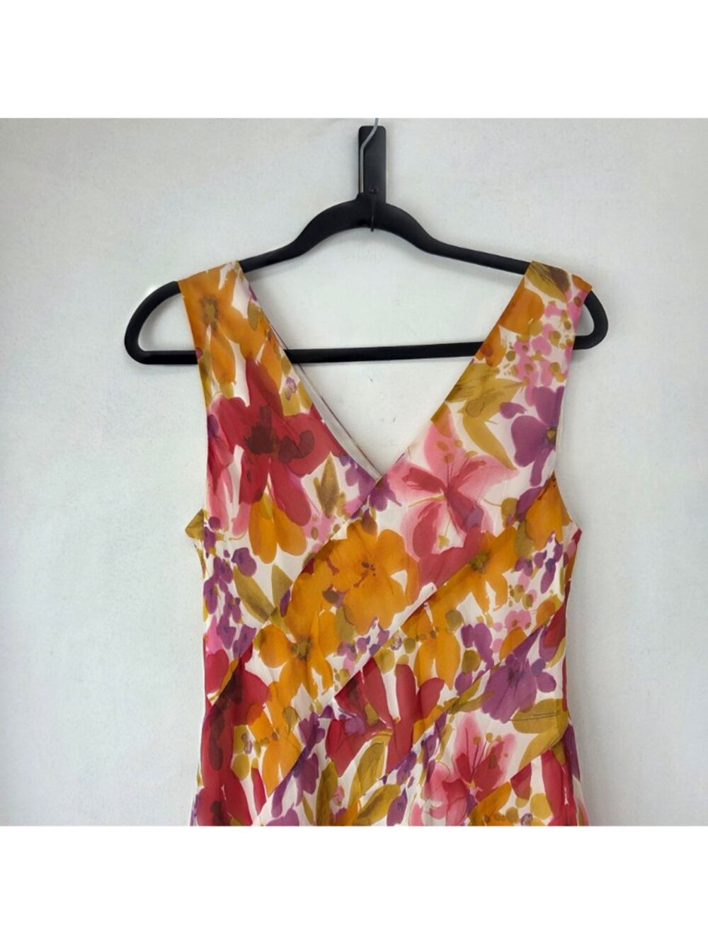 VTG Talbots Pure 100% SIlk Sleeveless Y2K Floral Midi Dress Fit and Flare 12 - Picture 4 of 9